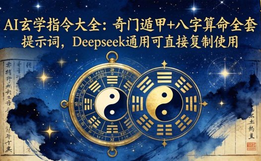 AI玄学指令大全：奇门遁甲+八字算命全套提示词模板，DeepSeek通用可直接复制
